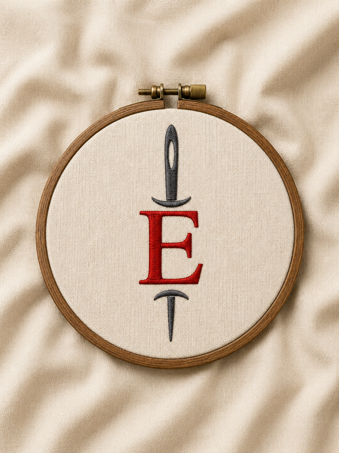 Close-up embroidery stitch detail in a hoop