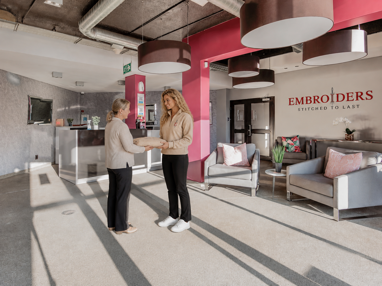 Embroiders customer reception and collection studio